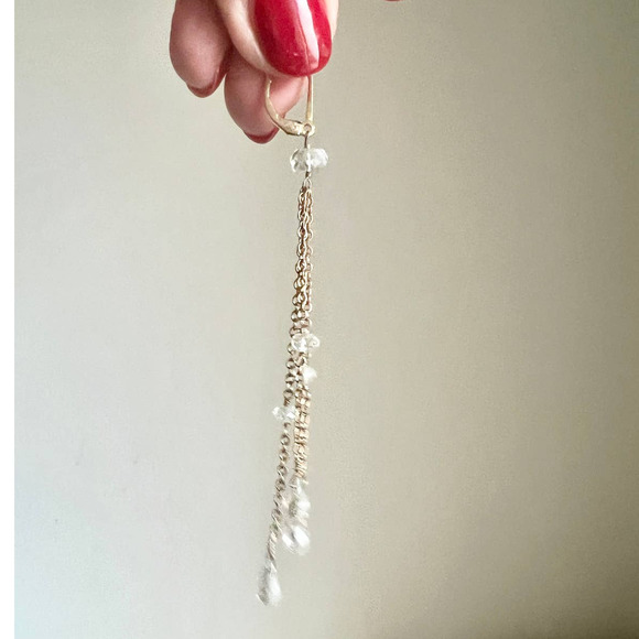 Gold Chain Crystal Drop Plated Semi Precious Citrine Stone Leverback Earrings - Picture 3 of 5